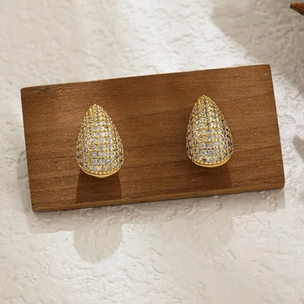 NEW! Chunky Gold Stud Teardrop Earrings